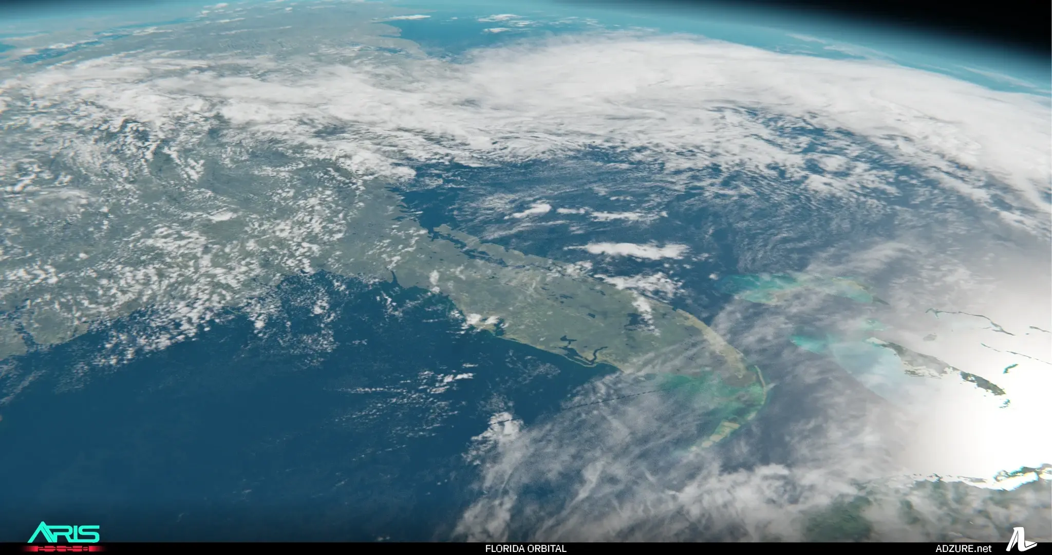 Earth orbital shot of Florida